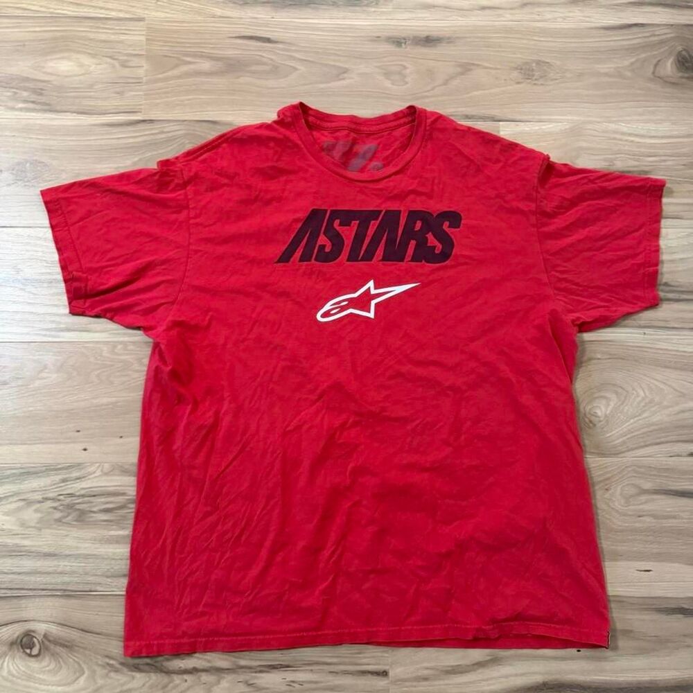 Y2K style Red Alpinestars motocross racing graphic streetwear tee size XL